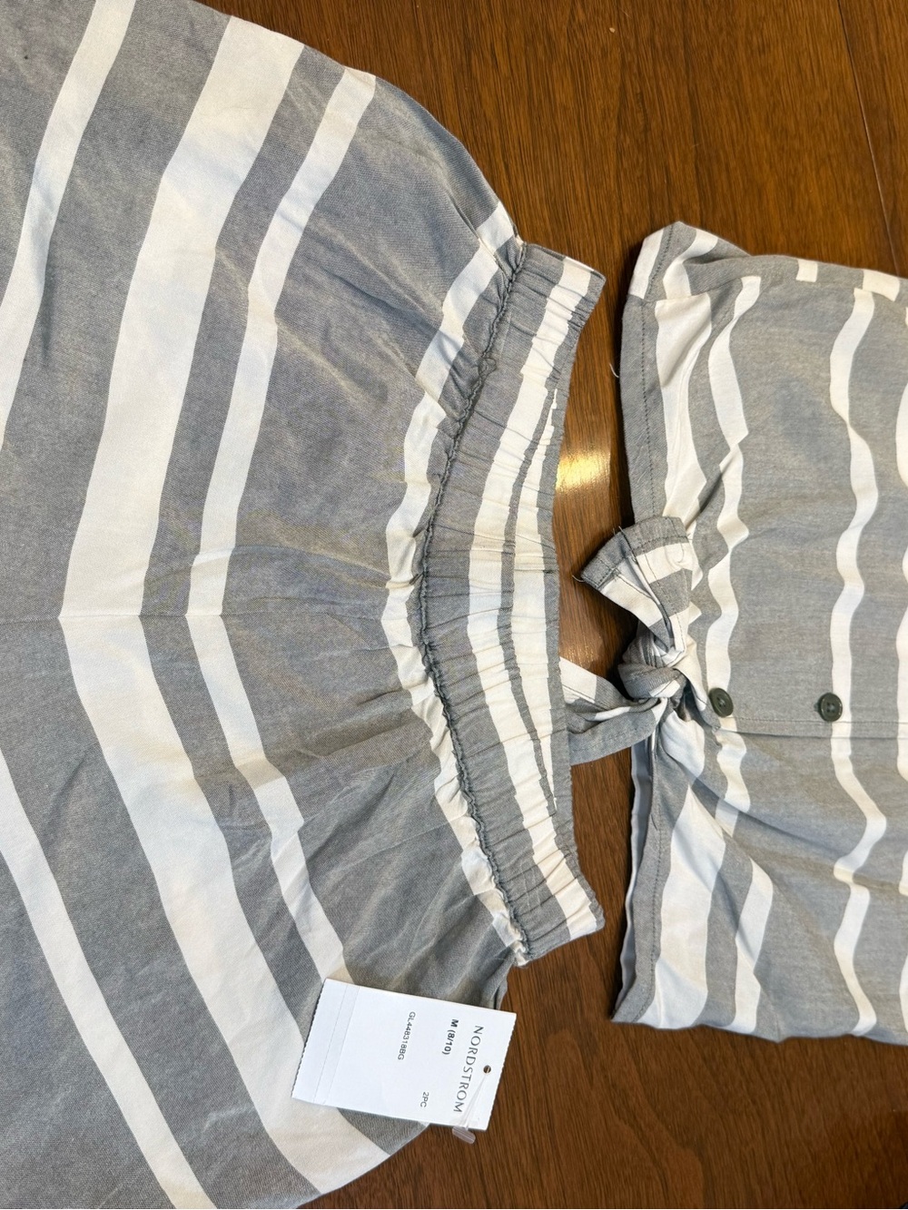 Nordstrom girls  Gray and White Striped Two-Piece skirt set